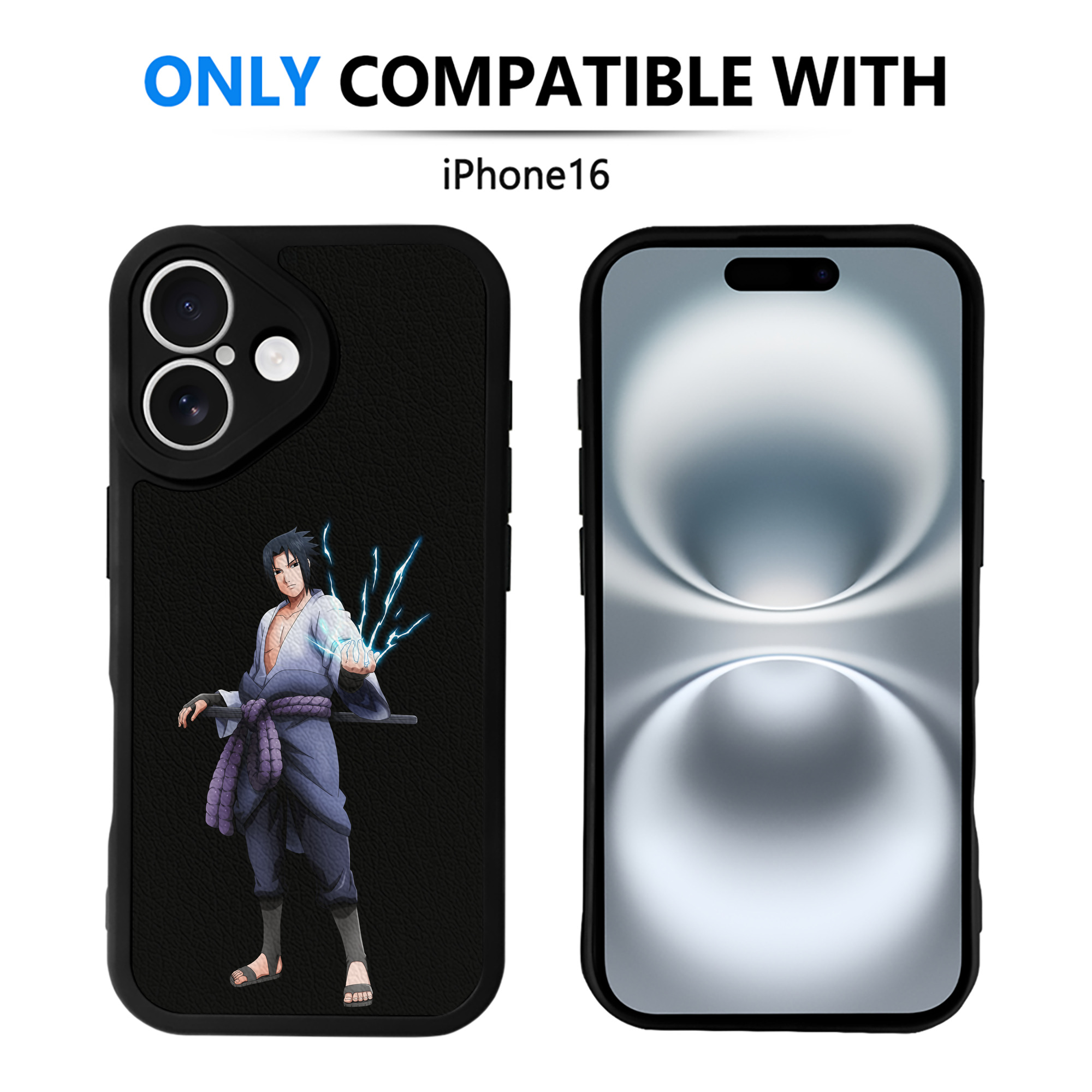 （画像用） NARUTO -ナルト- うちは サスケ Uchiha Sasuke 【iPhone 16シリーズ対応】シリコンスマホケース（レザー調） 材質：シリコン